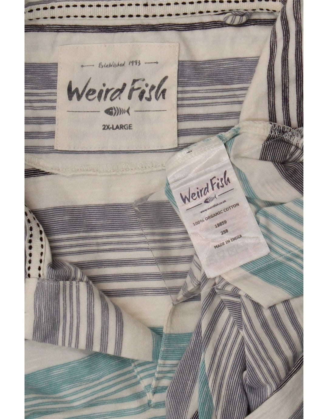 Weird Fish Herren-Poloshirt 2XL, blau gestreift, Baumwolle