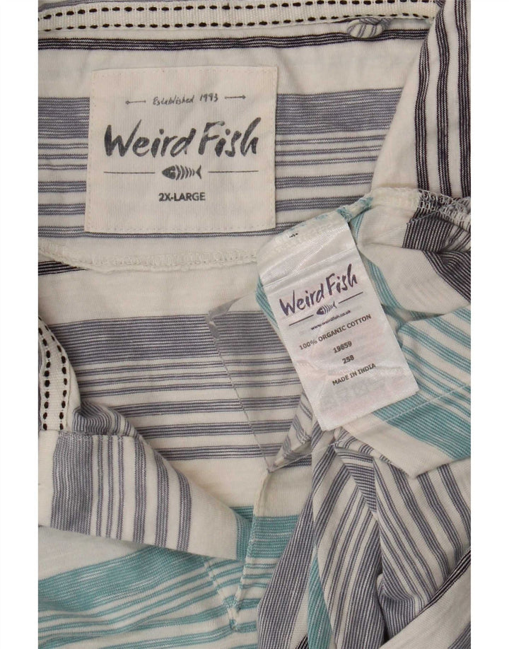 Weird Fish Herren-Poloshirt 2XL, blau gestreift, Baumwolle
