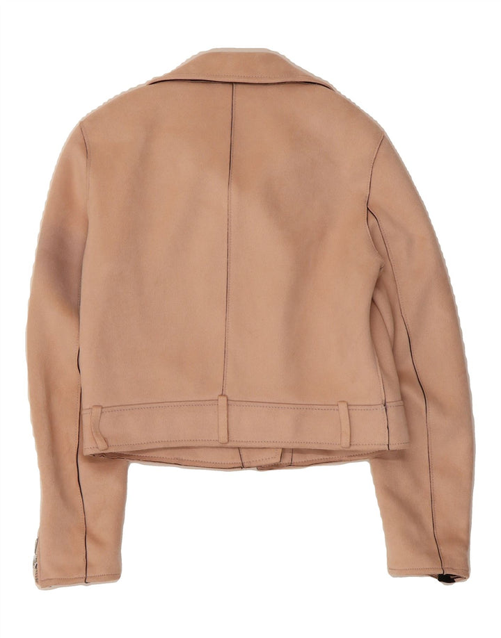 ZARA Womens Crop Leather Jacket UK 6 XS Beige Vintage Zara and Second-Hand Zara from Messina Hembry 