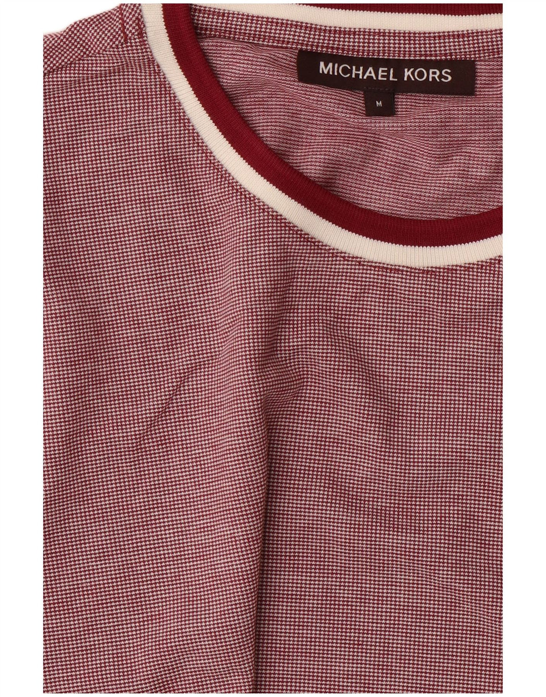 MICHAEL KORS Mens T-Shirt Top Medium Maroon Check