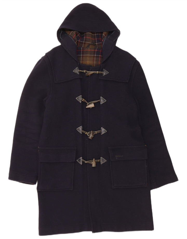 Barbour Herren-Dufflecoat mit Kapuze, UK 36, Größe S, marineblaue Wolle