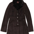 Vintage Damen Sherpa Overcoat UK 12 Medium Schwarz