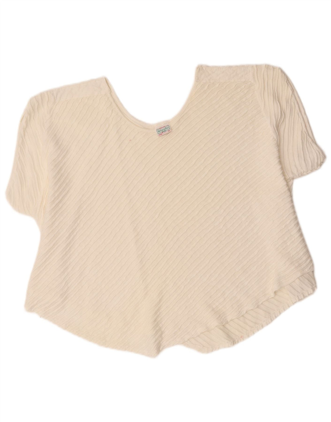 Asymmetrisches, übergroßes Blusenoberteil für Damen von Benetton, UK-Größe 14, mittelweiße Baumwolle