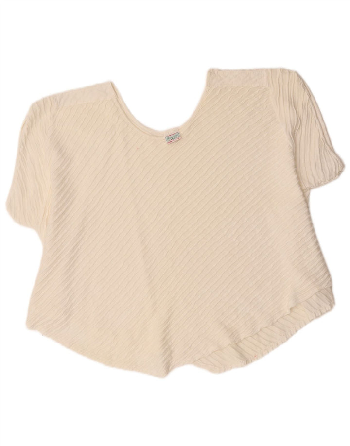 Asymmetrisches, übergroßes Blusenoberteil für Damen von Benetton, UK-Größe 14, mittelweiße Baumwolle