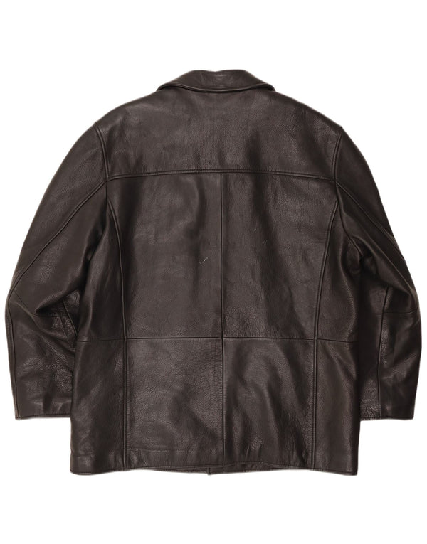 VINTAGE Herren Lederjacke UK 46 3XL Schwarzes Leder