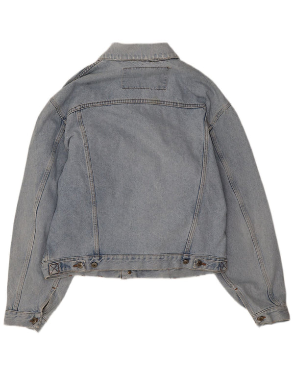 Vintage Herren Distressed Jeansjacke UK 40 Große blaue Baumwolle
