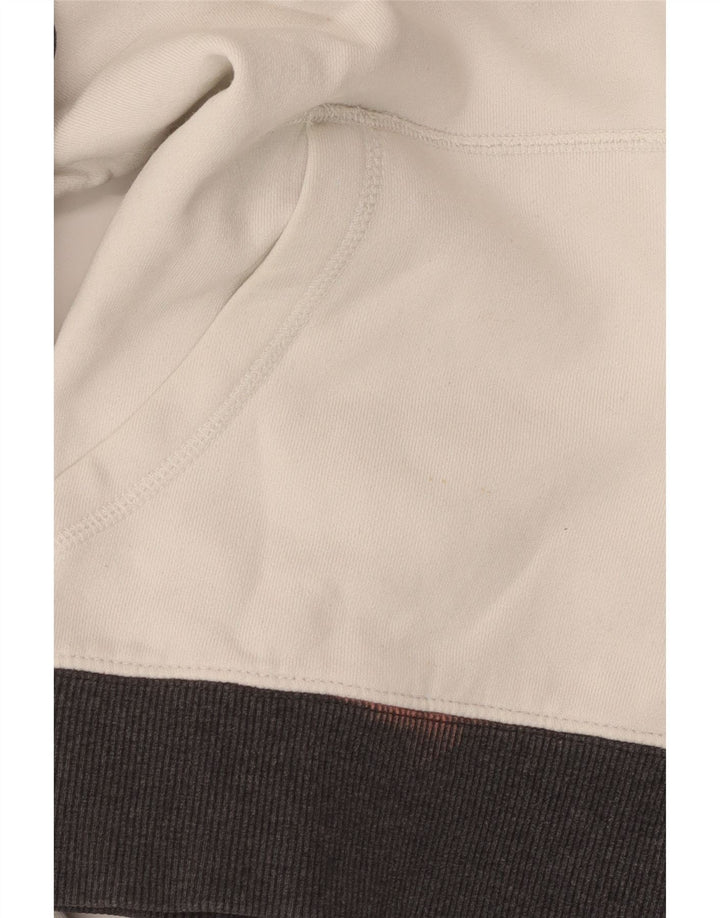 Converse Herren-Pullover mit grafischem Kapuzenpullover, Größe S, weiß, aus Baumwolle im Farbblockdesign