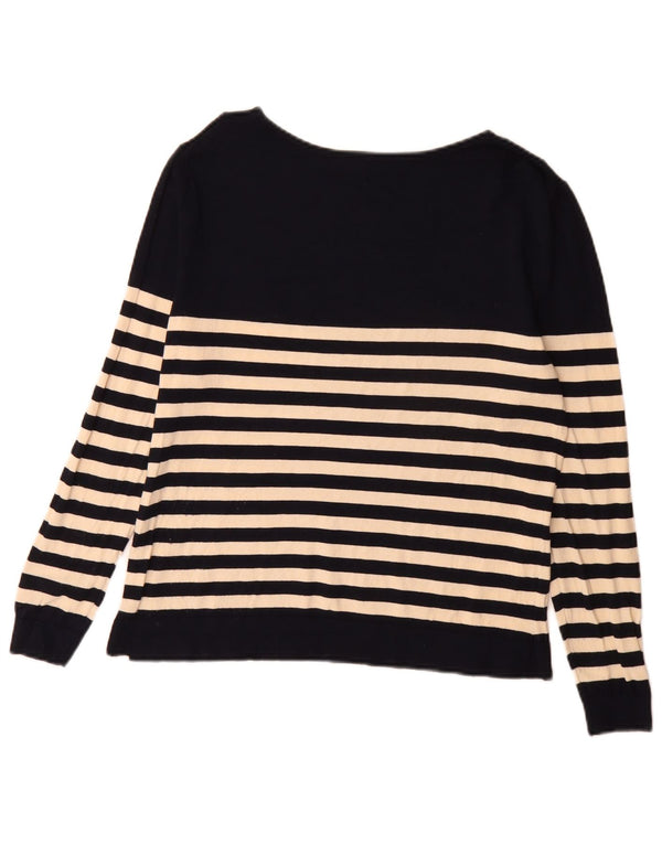 Zara Damen-Pullover mit U-Boot-Ausschnitt, Gr. 10, Größe S, Marineblau gestreift