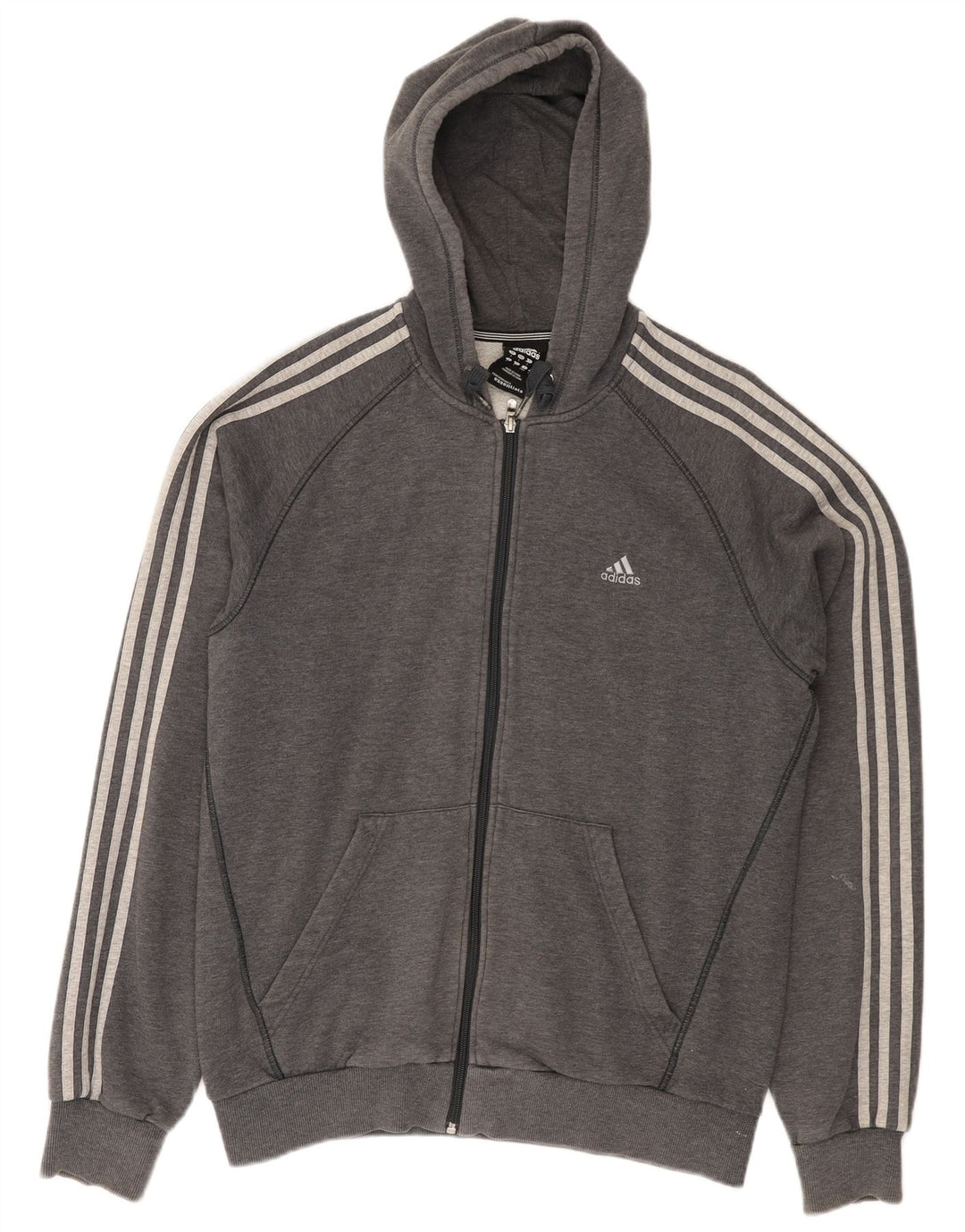 Adidas Herren-Kapuzenpullover mit Reißverschluss, groß, graue Baumwolle