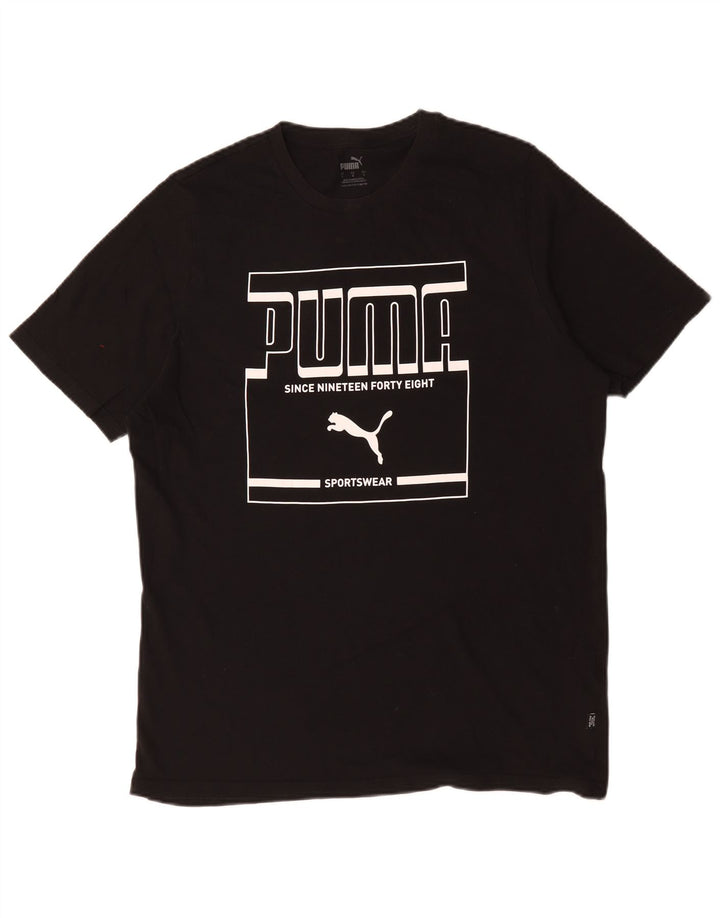 Puma Herren T-Shirt mit Grafik, groß, aus schwarzer Baumwolle