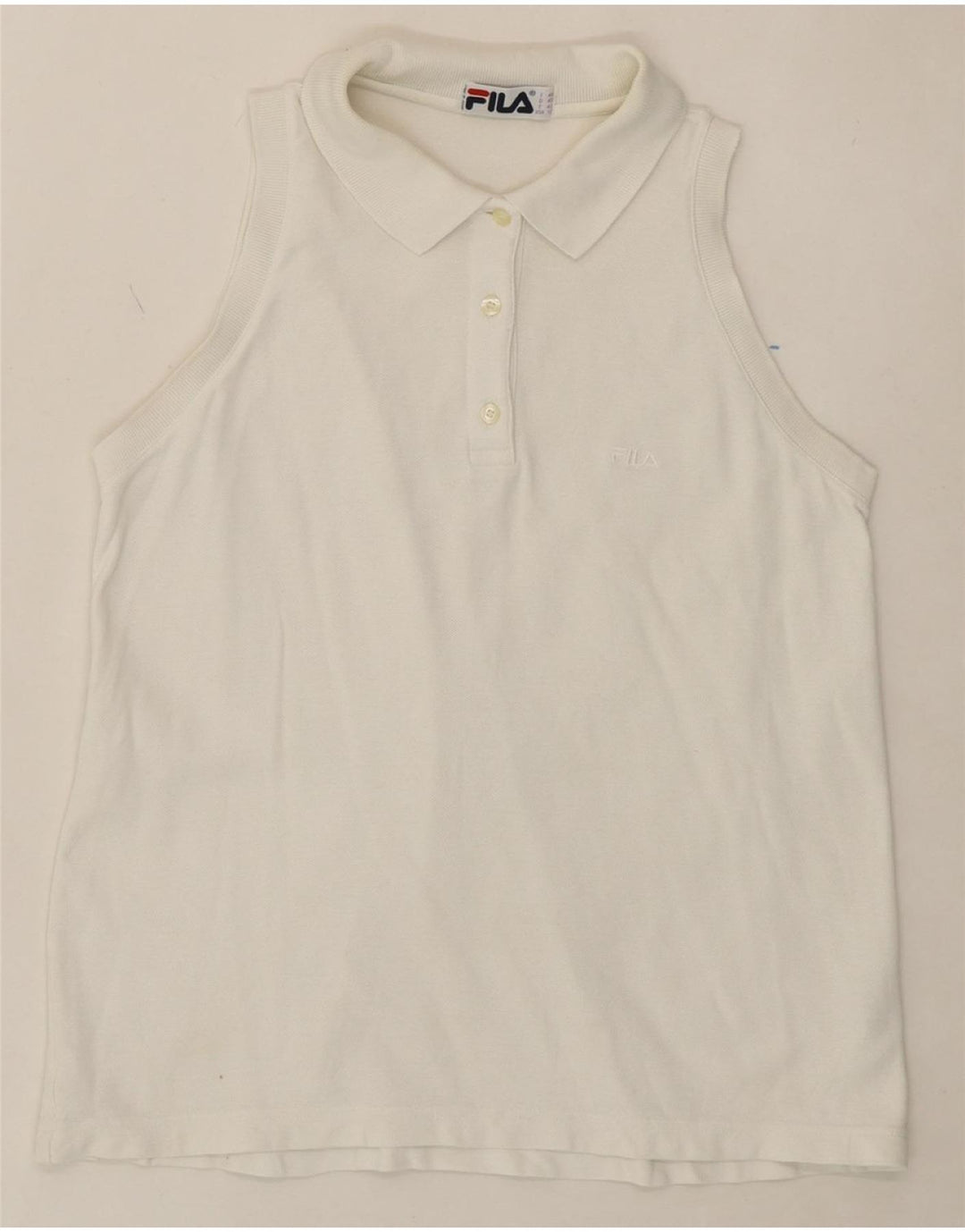 FILA Womens Sleeveless Polo Shirt IT 46 Large White Cotton Vintage Fila and Second-Hand Fila from Messina Hembry 