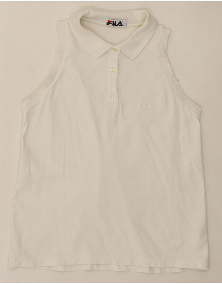 FILA Womens Sleeveless Polo Shirt IT 46 Large White Cotton Vintage Fila and Second-Hand Fila from Messina Hembry 