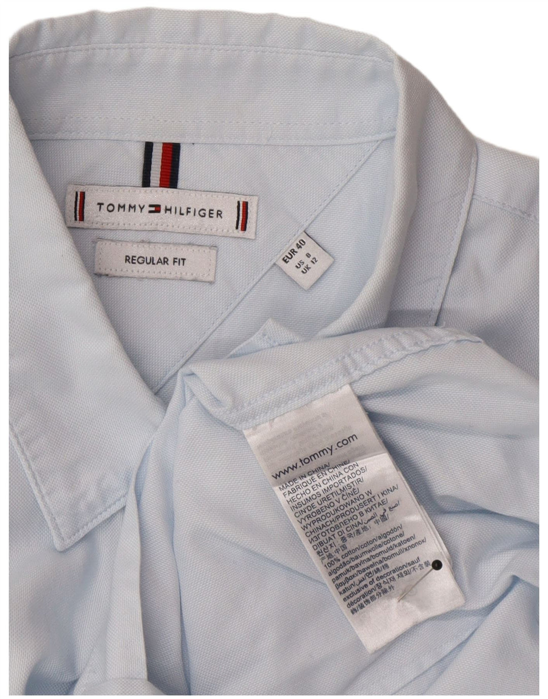 Tommy Hilfiger Damen-Hemd mit regulärer Passform, UK 12, mittelblau, Baumwolle, klassisch