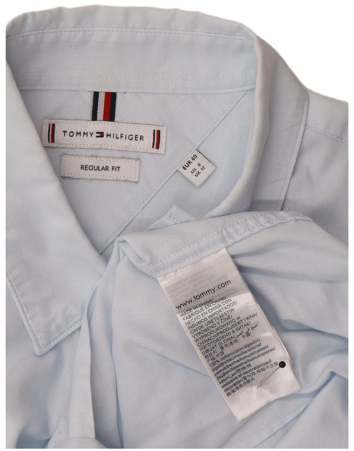 Tommy Hilfiger Damen-Hemd mit regulärer Passform, UK 12, mittelblau, Baumwolle, klassisch