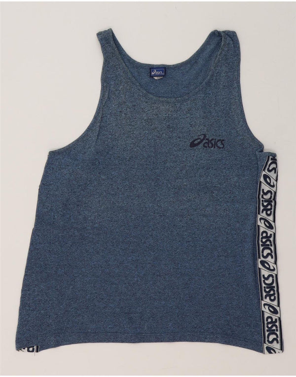 ASICS Damen Graphic Vest Top UK 14 Large Blau meliert Baumwolle