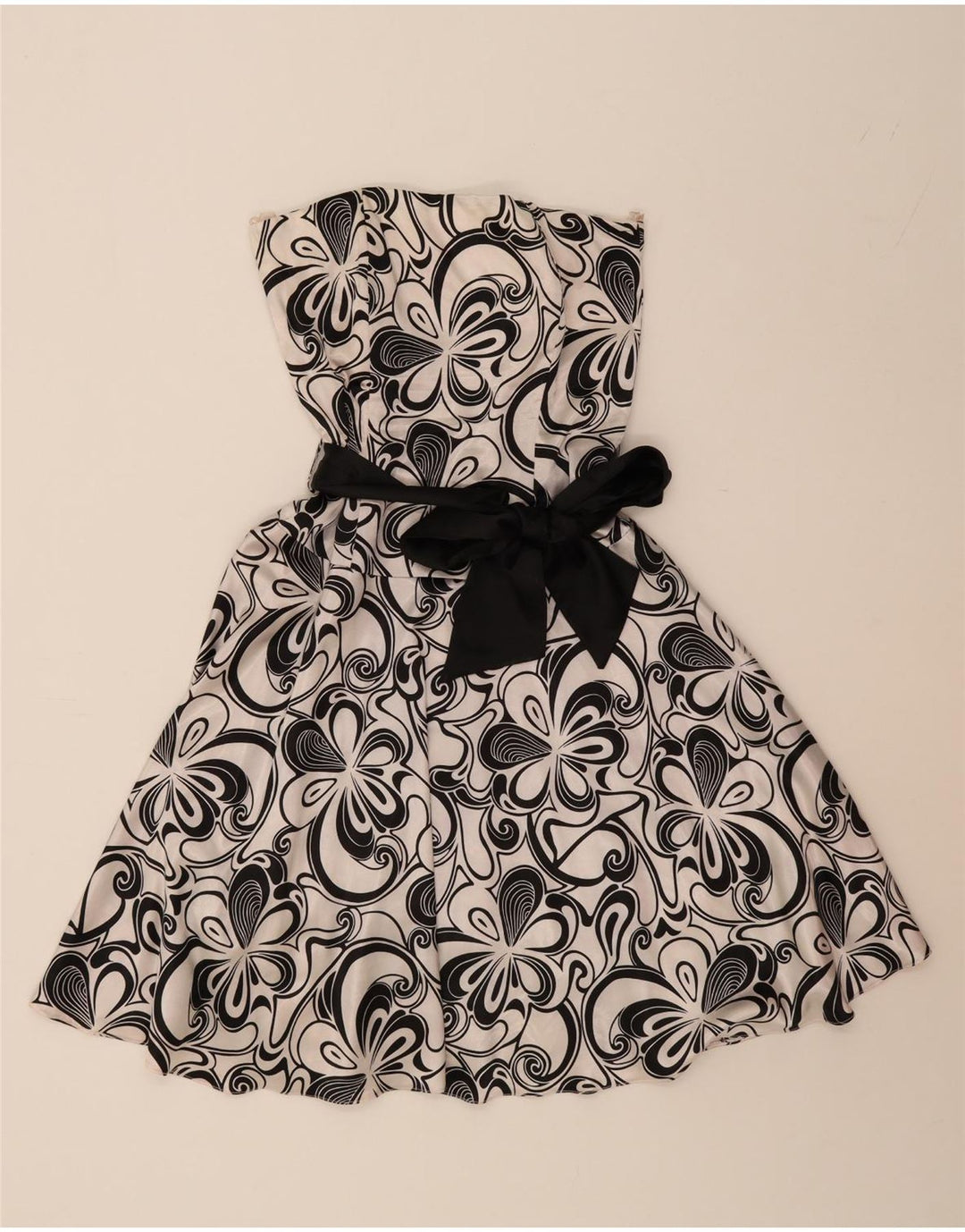 JANE NORMAN Womens Strapless Dress UK 12 Medium  Black Floral Polyester Vintage Jane Norman and Second-Hand Jane Norman from Messina Hembry 