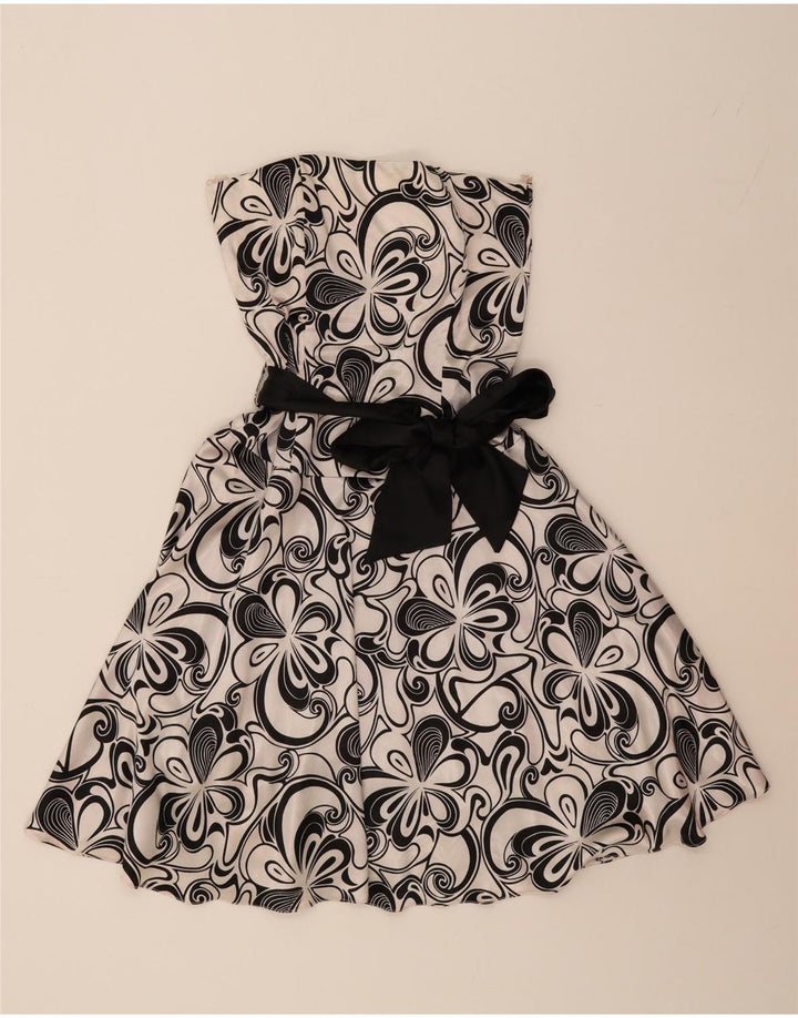 JANE NORMAN Womens Strapless Dress UK 12 Medium  Black Floral Polyester Vintage Jane Norman and Second-Hand Jane Norman from Messina Hembry 