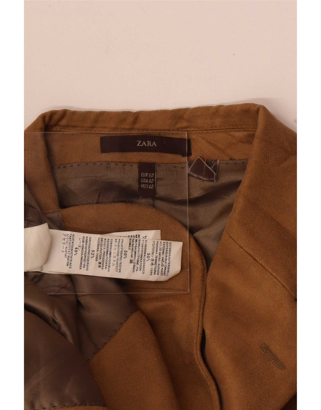 Zara Herren-Blazer aus Cord mit 3 Knöpfen, EU 50, Mittelbeige, Farbblock