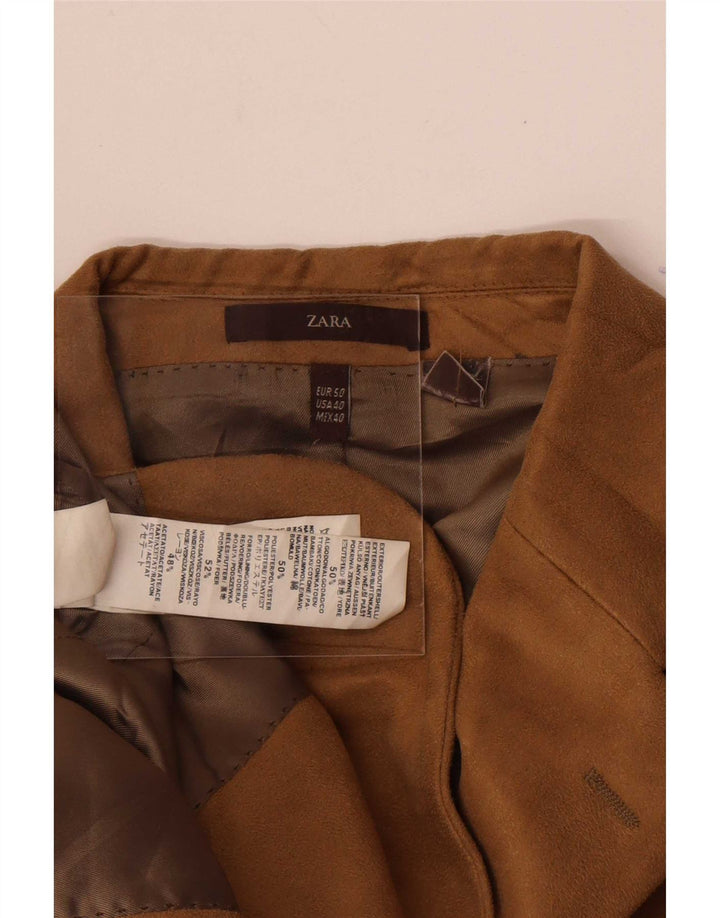Zara Herren-Blazer aus Cord mit 3 Knöpfen, EU 50, Mittelbeige, Farbblock