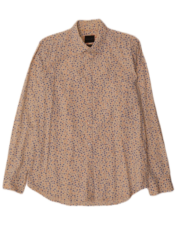 Sisley Herren Regular Fit Hemd Mittelbeige gepunktet