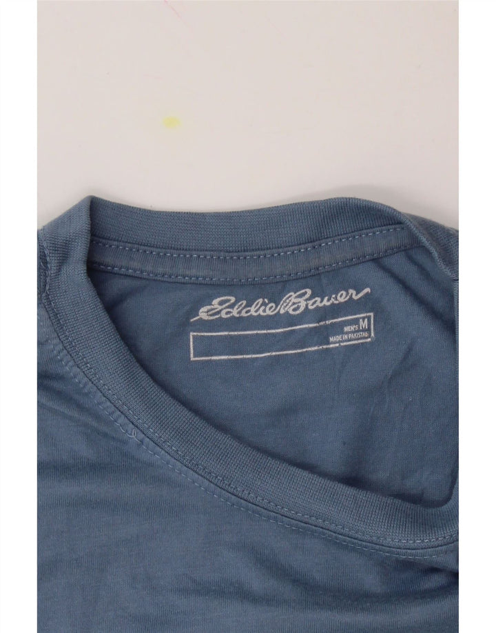 EDDIE BAUER Mens Graphic Top Long Sleeve Medium Blue Cotton Vintage Eddie Bauer and Second-Hand Eddie Bauer from Messina Hembry 