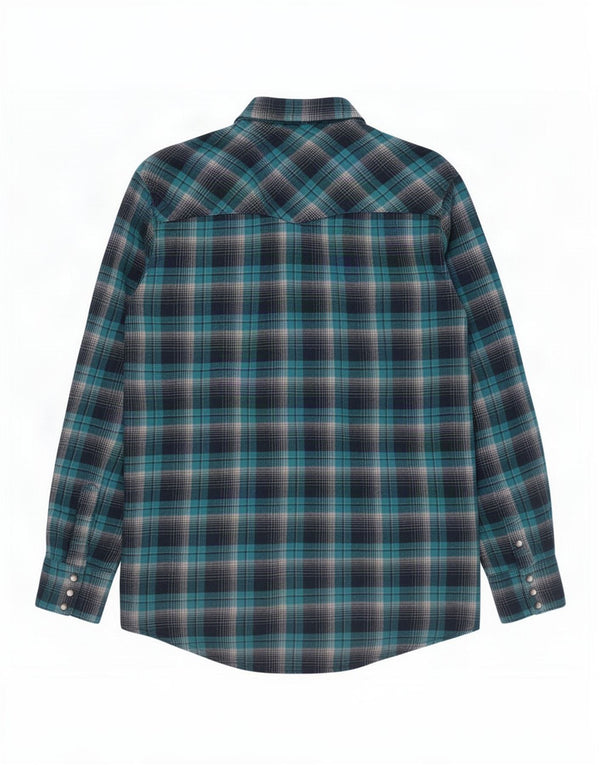 Wrangler Herren-Flanellhemd XL, blau kariert, Baumwolle, groß