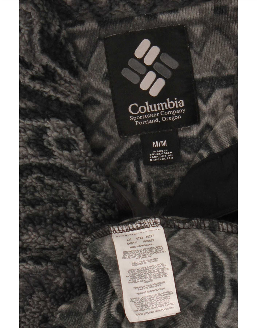 Columbia Herren-Fleecepullover mit Knopfkragen, mittelgraues geometrisches Polyester