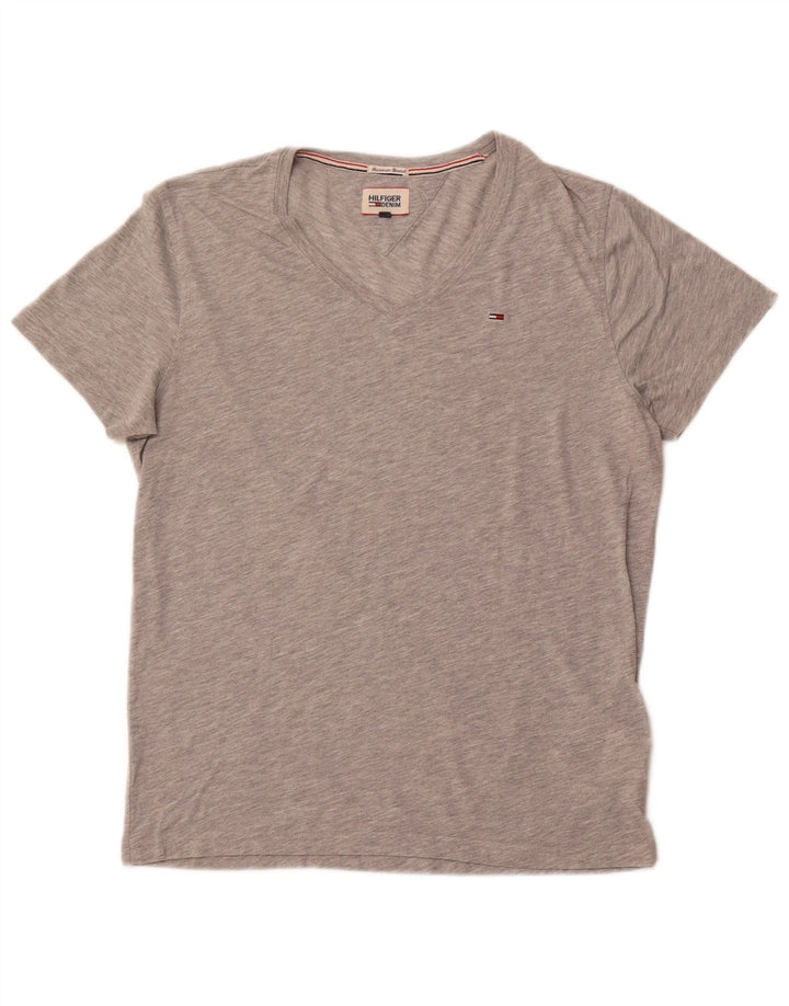 TOMMY HILFIGER Herren T-Shirt Top Mittelgrau gefleckte Baumwolle
