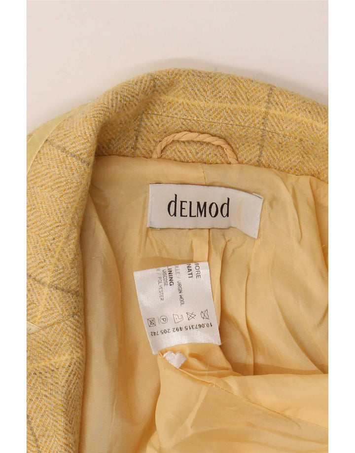 Delmod Damen-Blazer mit 2 Knöpfen, Gr. 16, groß, gelb kariert