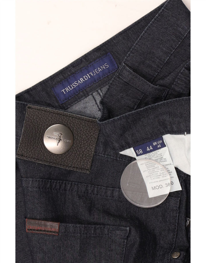 Trussardi Herren Straight Jeans W42 L30 Marineblaue Baumwolle