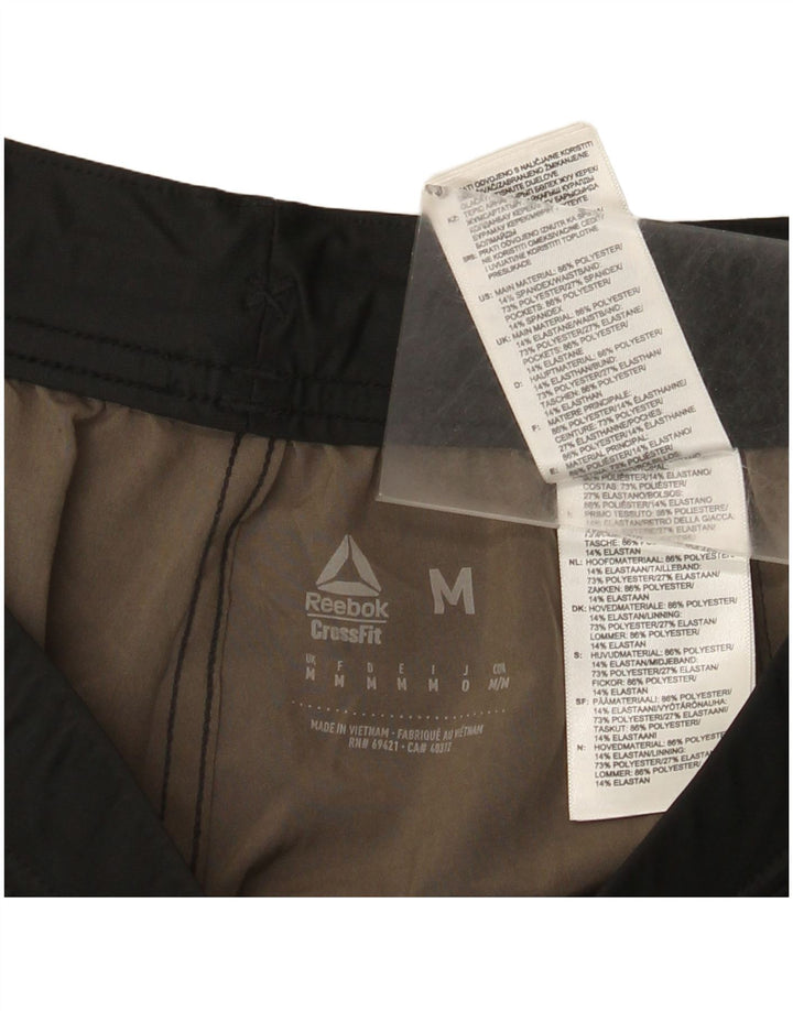 Reebok Herren Cross Fit Graphic Sport Shorts Mittelschwarzes geometrisches Polyester
