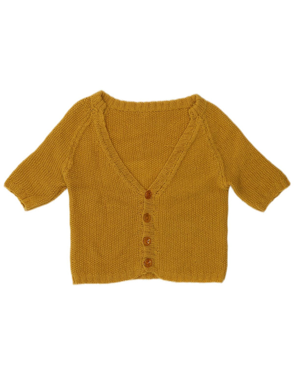 Vintage Damen 1/2 Ärmel Crop Cardigan Pullover UK 10 Small Grün