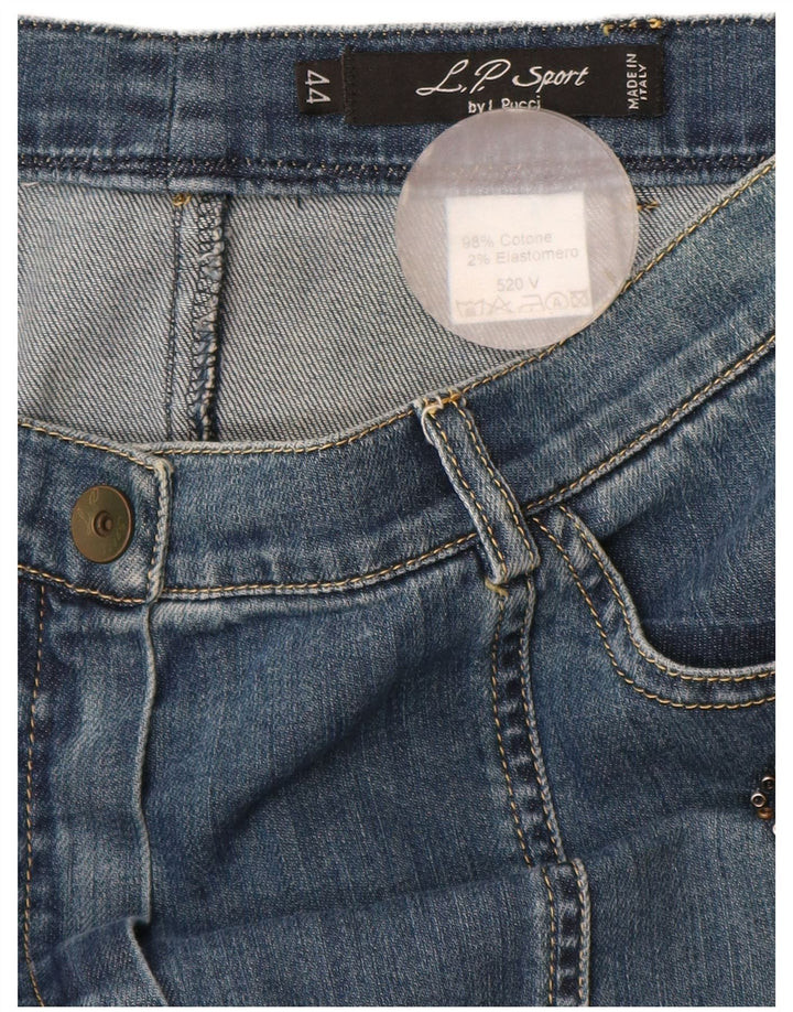 L.Pucci Damen Jeansrock IT 44 Medium W28 Blaue Baumwolle