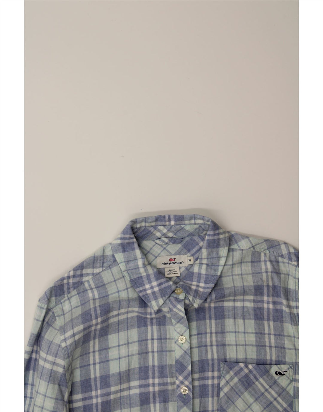 VINEYARD VINES Womens Shirt US 16 2XL Blue Check Cotton Vintage Vineyard Vines and Second-Hand Vineyard Vines from Messina Hembry 