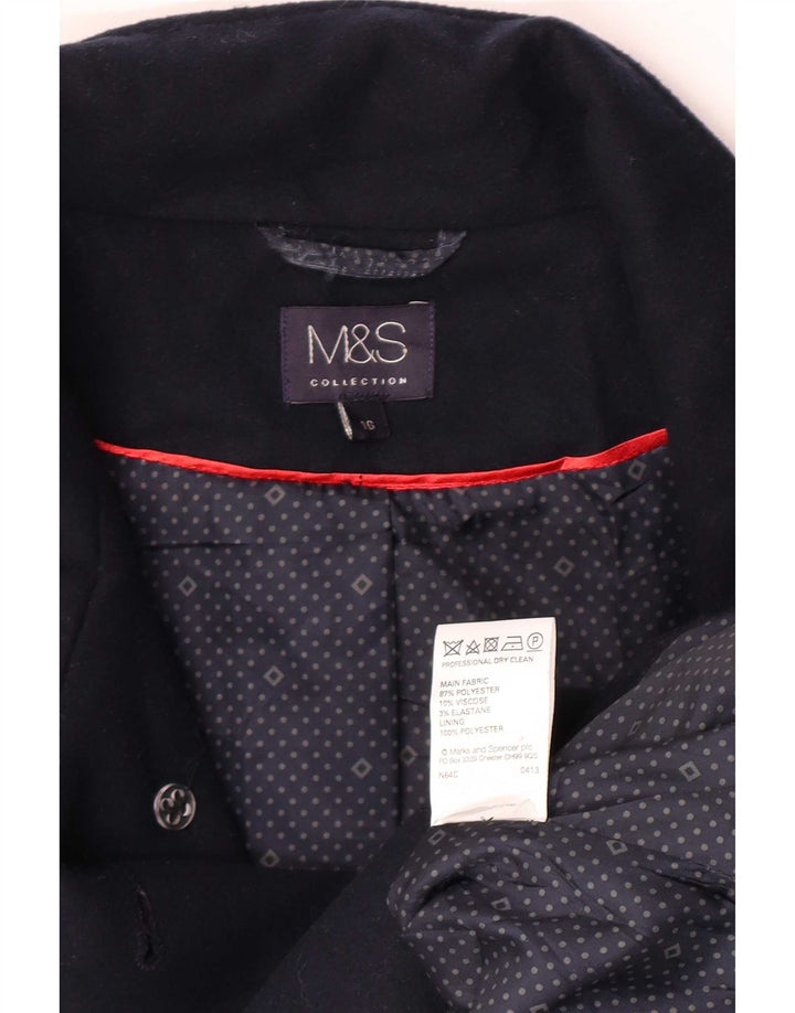 Marks & Spencer Damen Trenchcoat UK 16 Large Marineblau Polyester