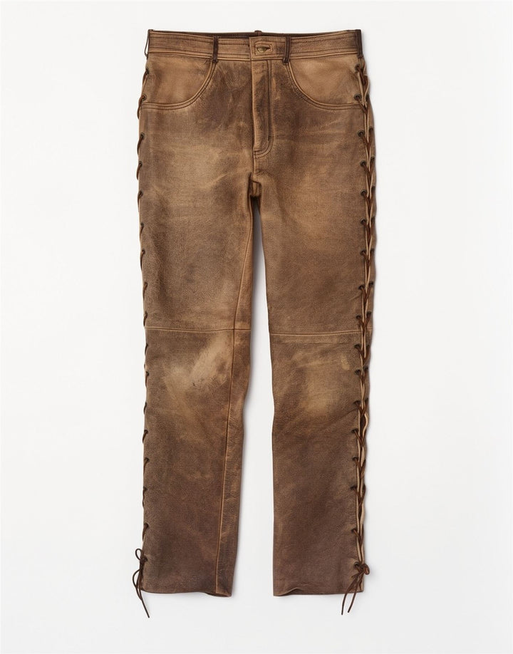 Pantera Herren-Lederhose, Größe 31, B31, L33, braunes Leder