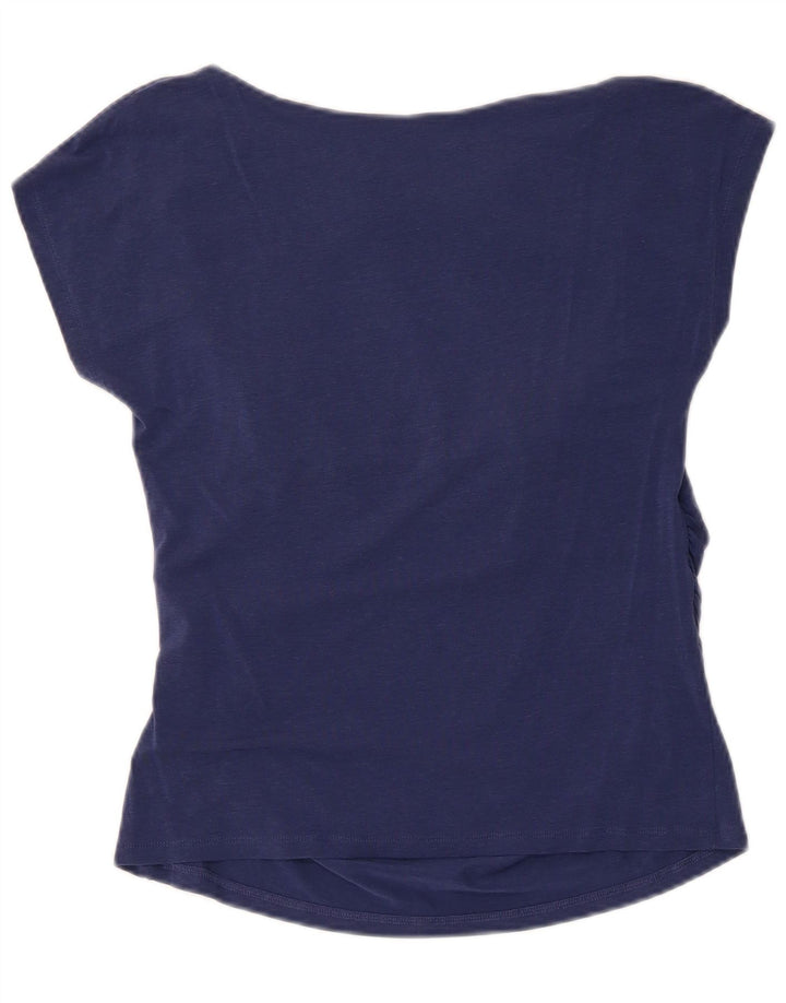 Max Mara Damen T-Shirt Top UK 12 Mittel Marineblau Lyocell
