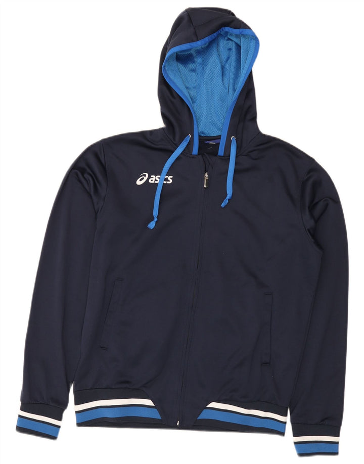 Asics Herren-Trainingsanzug mit Kapuze, Jacke, mittelgroß, Marineblau, Farbblock