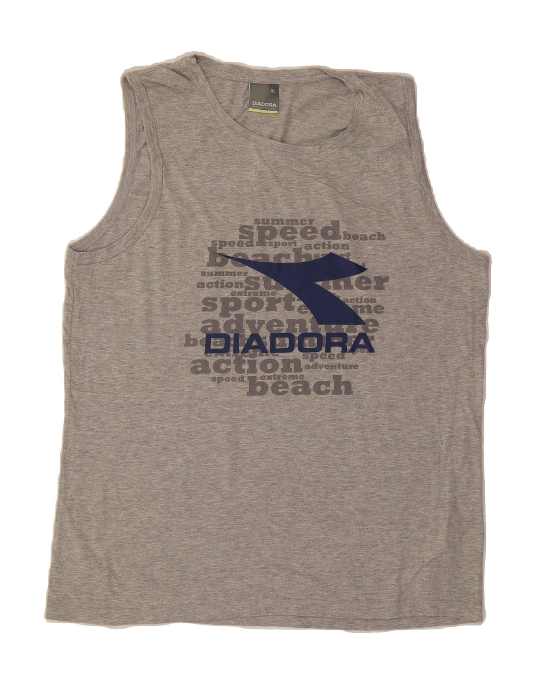 DIADORA Mens Graphic Vest Top XL Grey Cotton Vintage Diadora and Second-Hand Diadora from Messina Hembry 