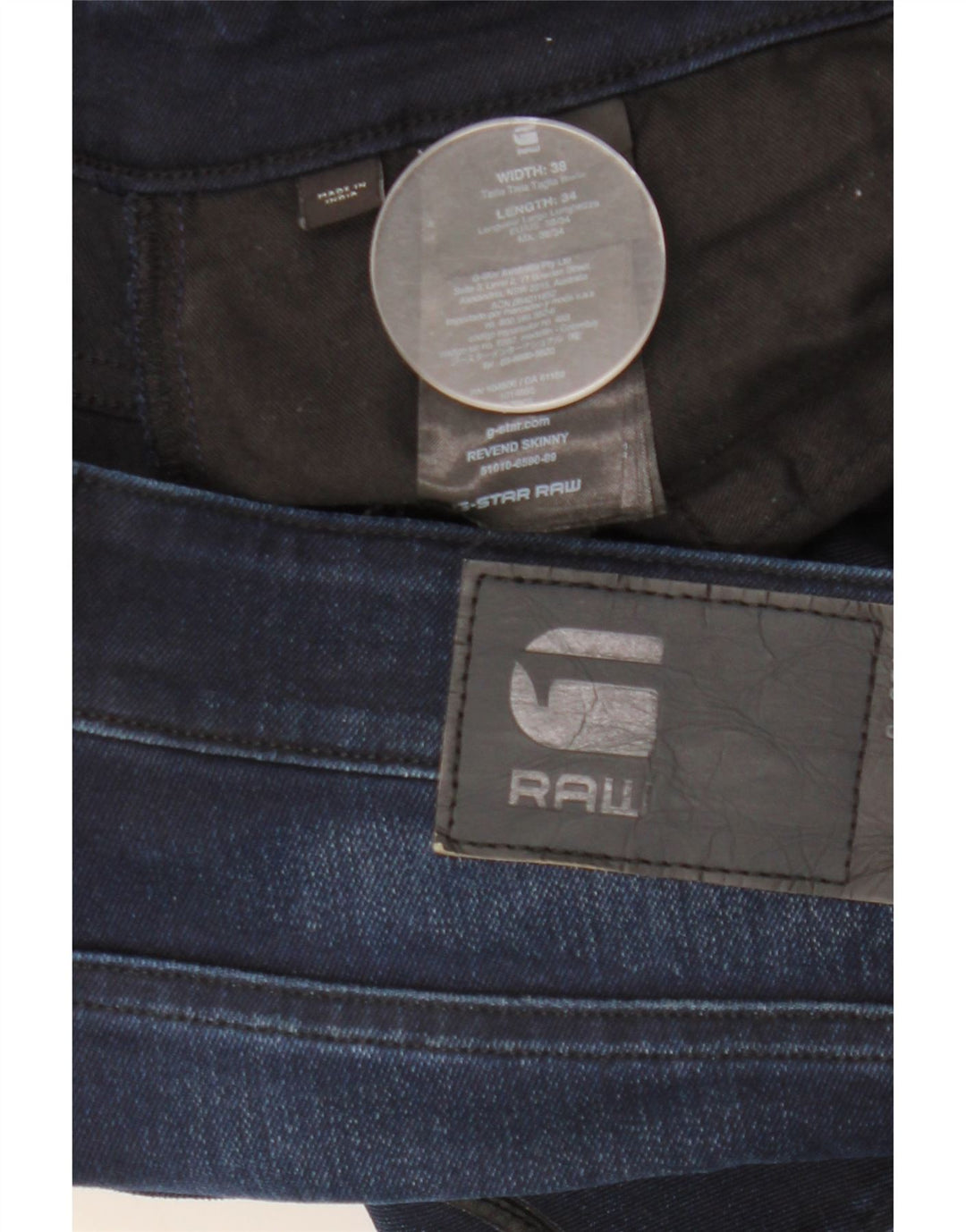 G-Star Herren Revend Skinny Jeans W38 L34 Marineblaue Baumwolle