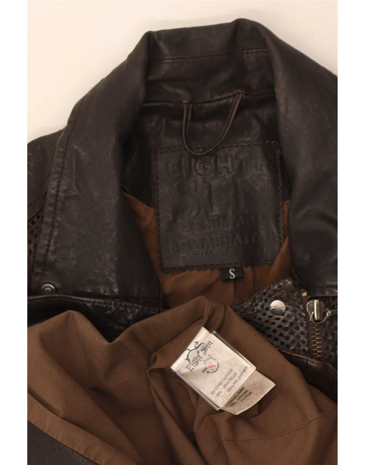 Eighth Sin Damen Leder Bikerjacke UK 10 Small Braun