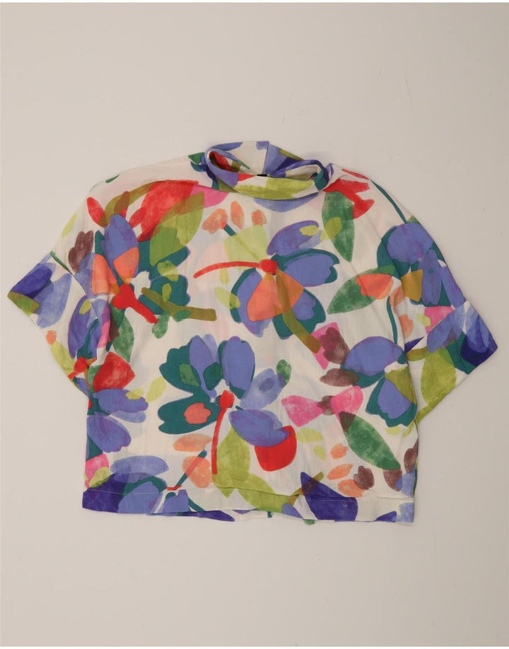 C&A Kurzarm-Hemdbluse für Damen, EU 40, mittelgroß, mehrfarbig, Blumenmuster