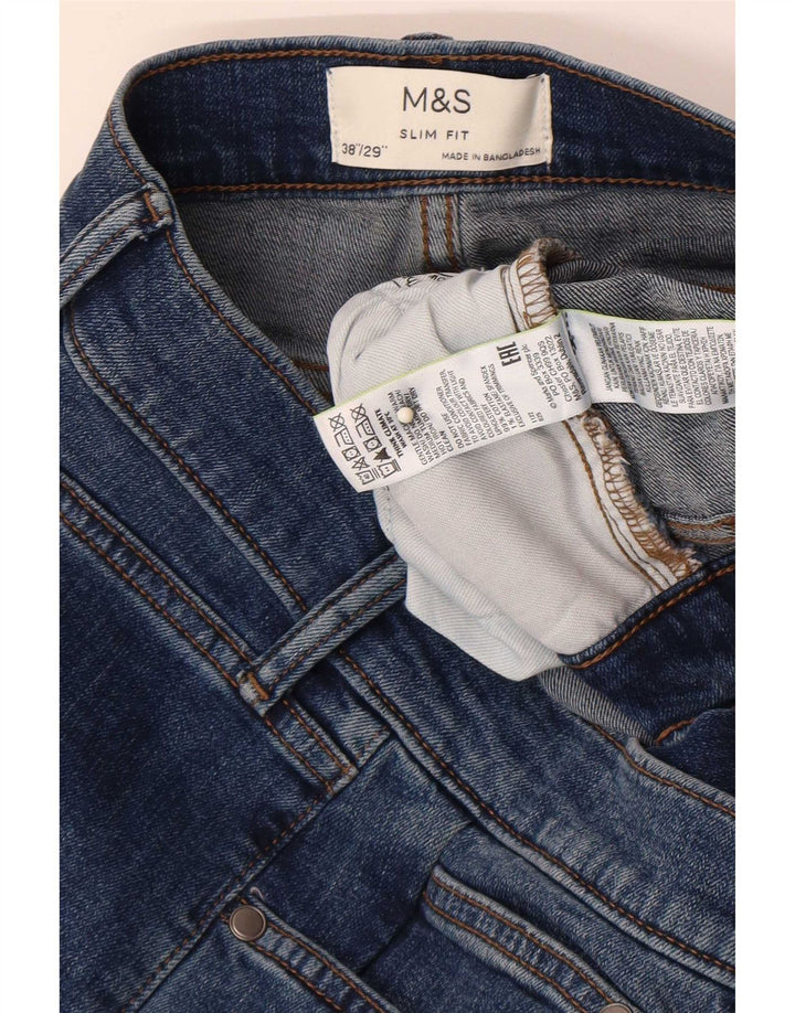 Marks & Spencer Herren Slim Jeans W38 L29 Blaue Baumwolle