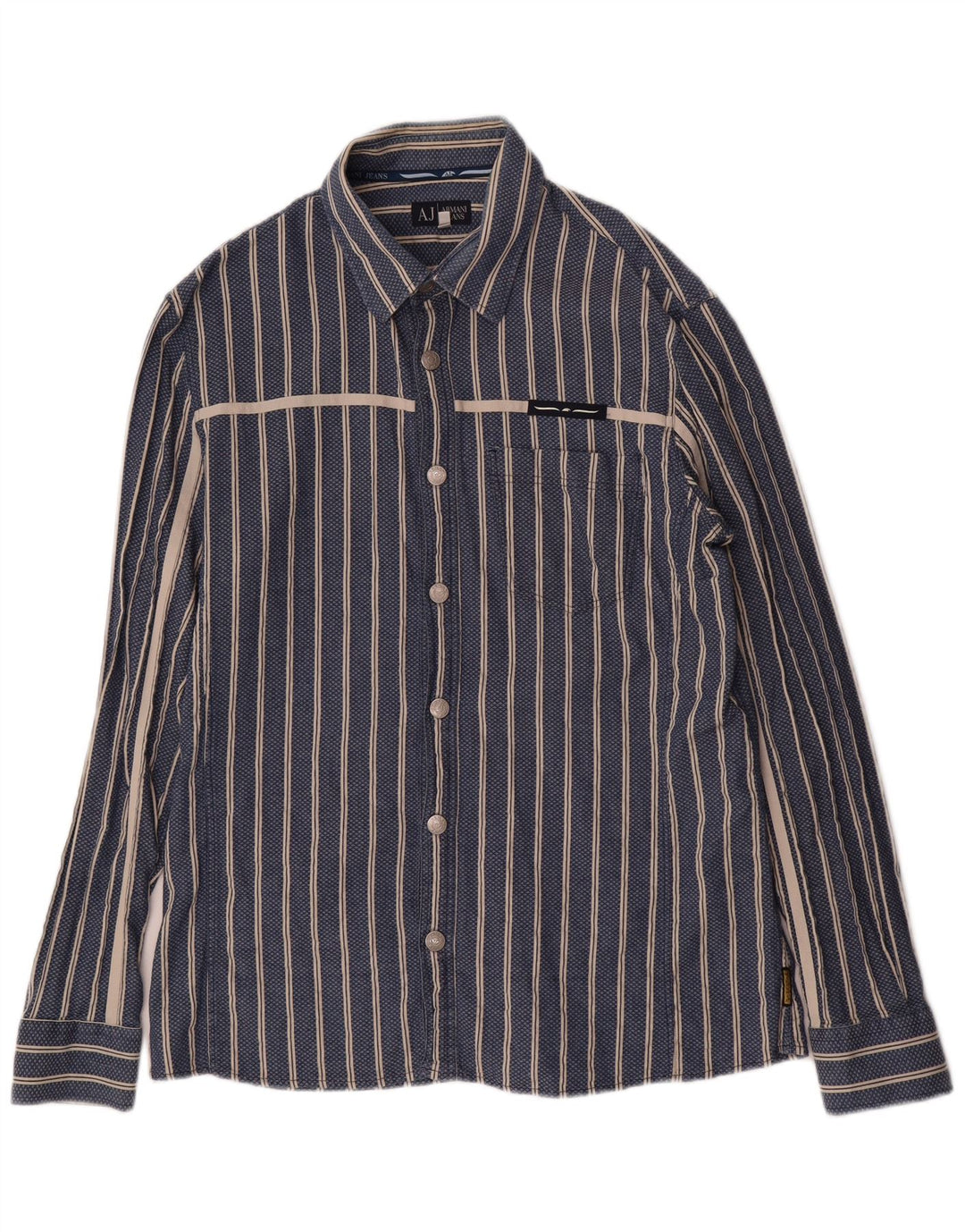 ARMANI JEANS Herrenhemd 2XL Blau gestreift