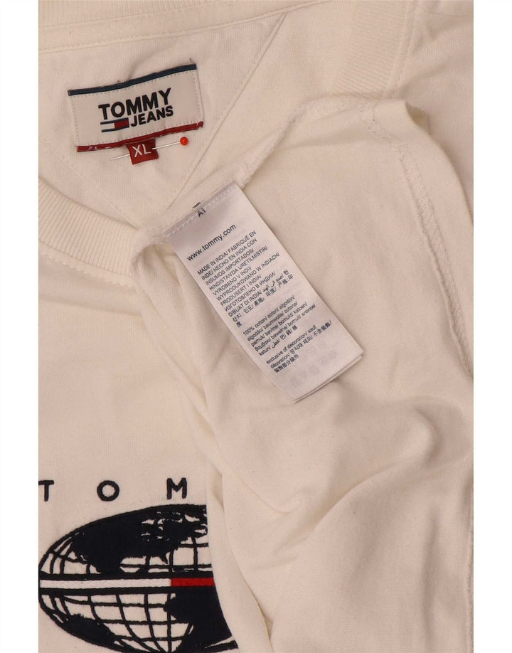 Tommy Hilfiger Herren-Grafik-Top, langärmelig, XL, weiße Baumwolle