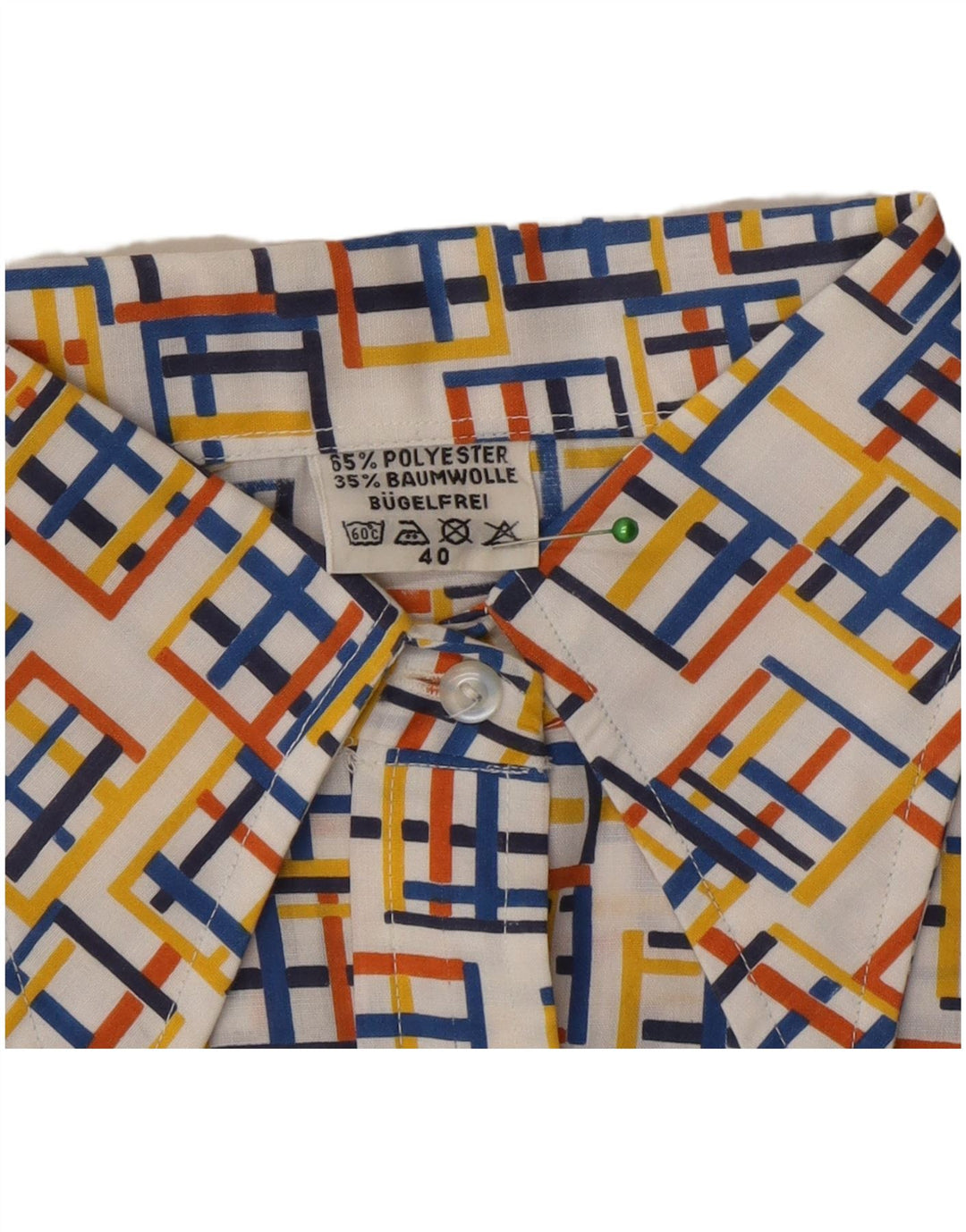 Vintage Damen Hemdbluse EU 40 Medium Mehrfarbiges geometrisches Polyester