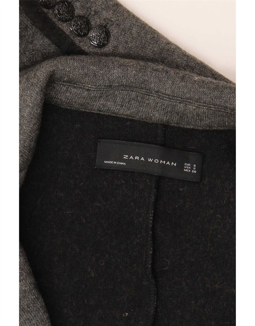 Zara Damen 2-Knopf-Strick-Blazer-Jacke, Gr. 10, klein, Grau
