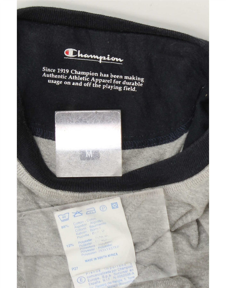 Champion Herren-Grafikoberteil mit langen Ärmeln, mittelgraue Colourblock-Baumwolle