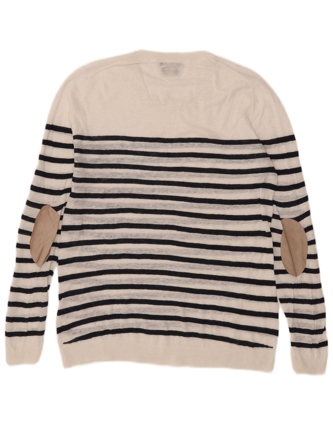 Massimo Dutti Damen-Pullover mit Rundhalsausschnitt, Gr. 16, Größe L, weiß gestreift