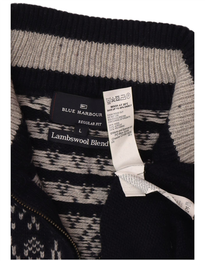 Marks & Spencer Herren Blue Harbour Pullover mit Reißverschluss am Hals, Größe L, Marineblau